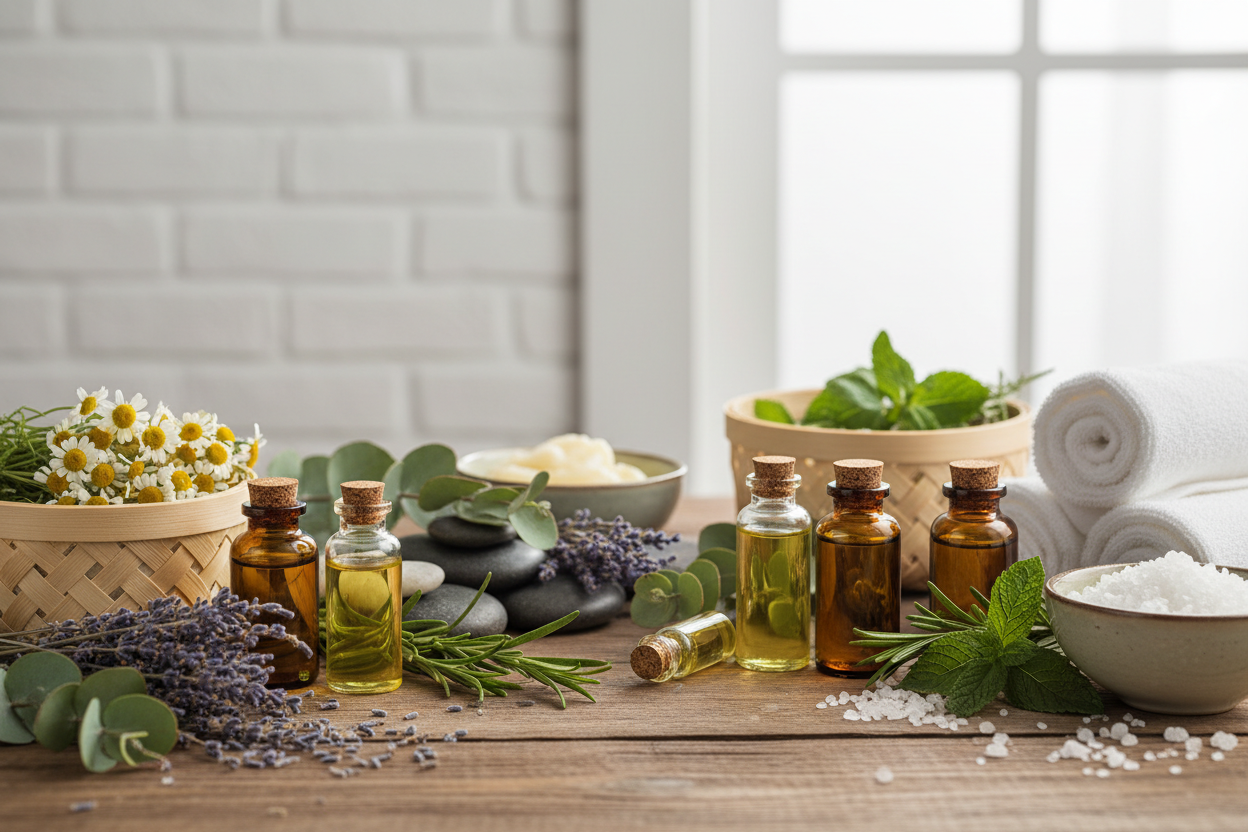 Herbal spa products background